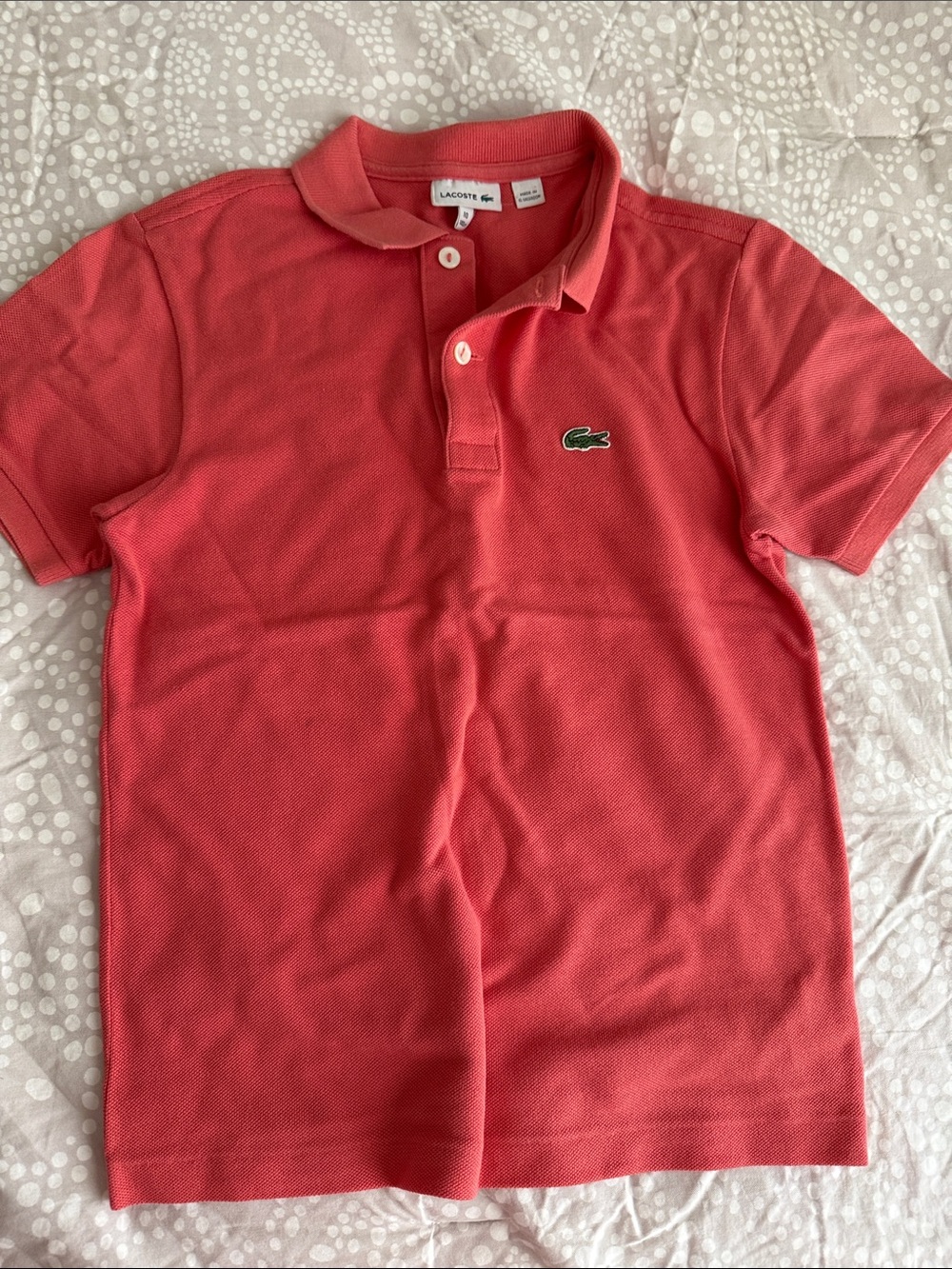 Lacoste Kids Coral Pink Polo with Signature Croc